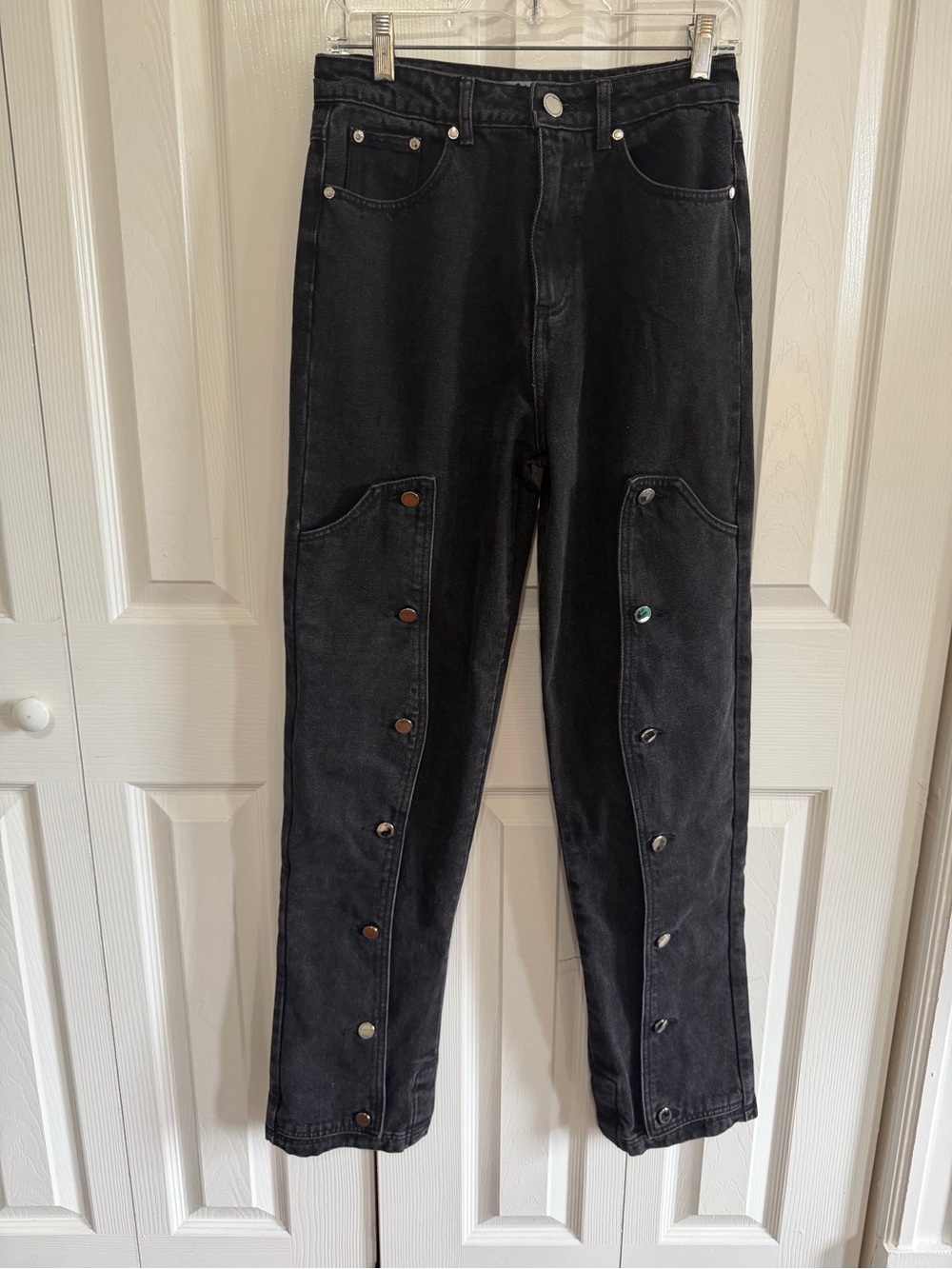 Maniere De Voir Button Snap Down Mom Jeans Black Size 2